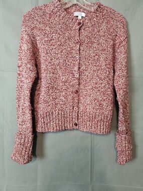 Vintage Esprit Marled Pink and White Button-Front Cardigan